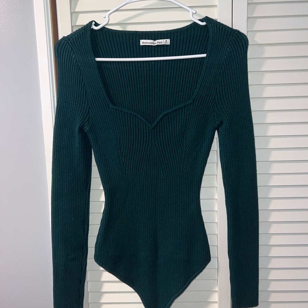 Abercrombie & Fitch Deep Green Ribbed Bodysuit